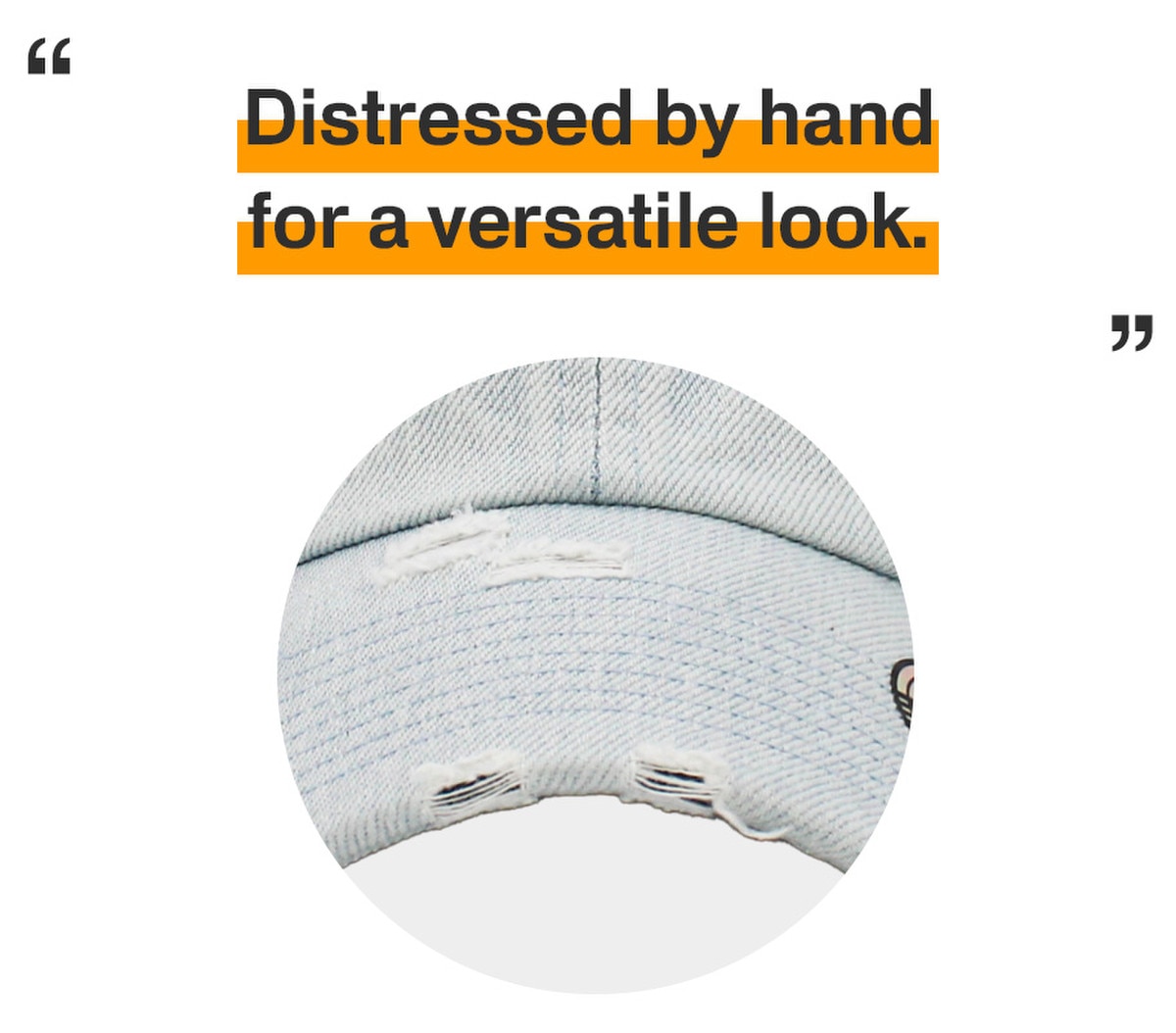 Light Denim Distressed Vintage Baseball Cap Front View